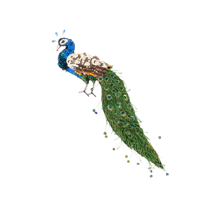 Jeweled Peacock Brooch Pin
