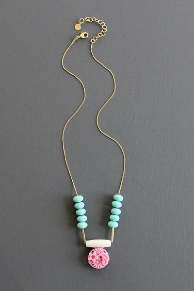 Vintage Pink Glass Pendant Necklace
