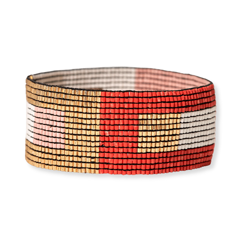 Kenzie Wrapped Blocks Beaded Stretch Bracelet Poppy