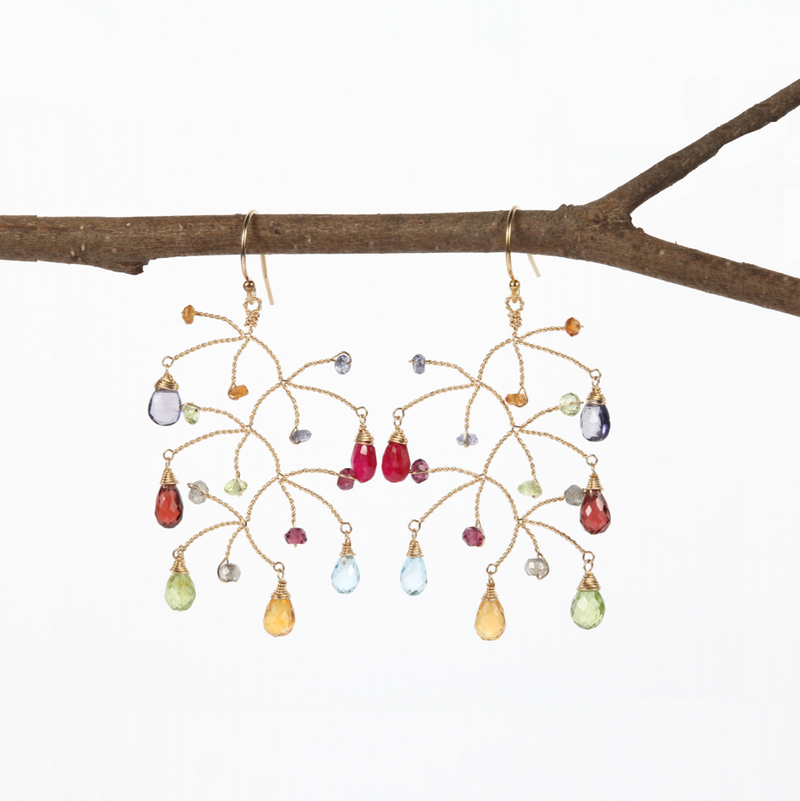 Gemstone Branch Earrings from Lina&
