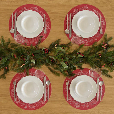 Wreath Round Placemats, Crimson