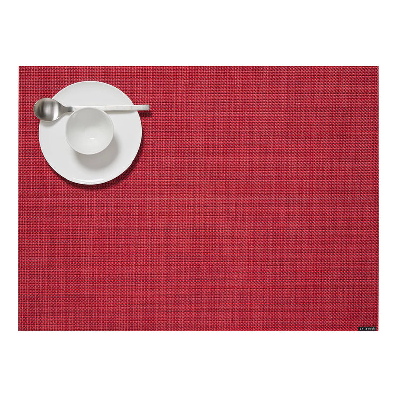 Mini Basketweave Rectangle Placemat, Scarlet