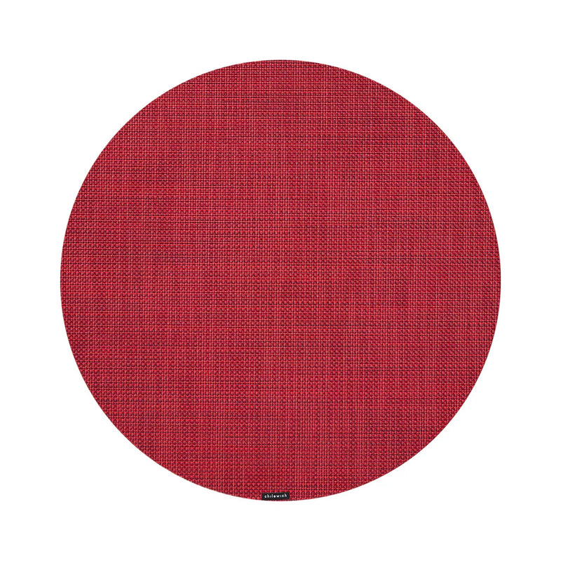Mini Basketweave Round Placemat, Scarlet