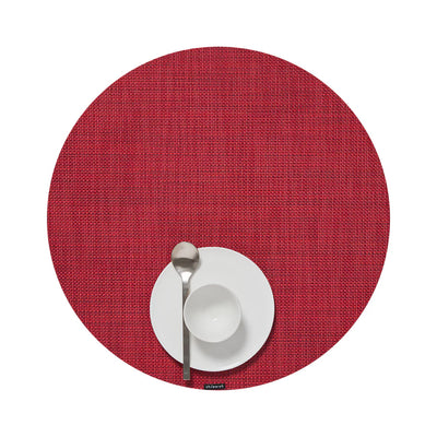 Mini Basketweave Round Placemat, Scarlet