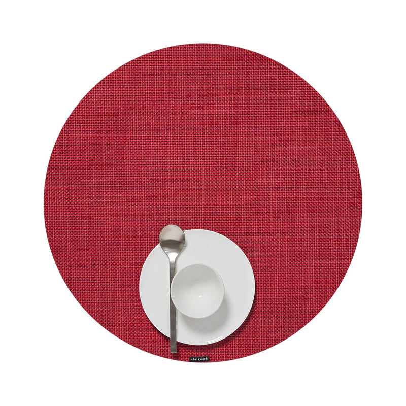 Mini Basketweave Round Placemat, Scarlet