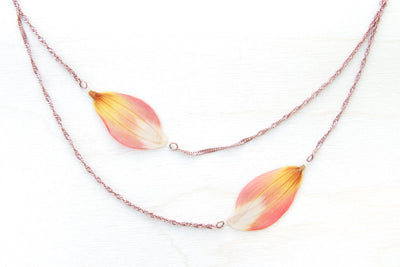 White Orange Dahlia Layered Necklace