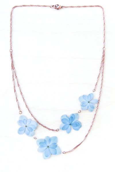 Blue Hydrangea ‘Expression’ Layered Necklace