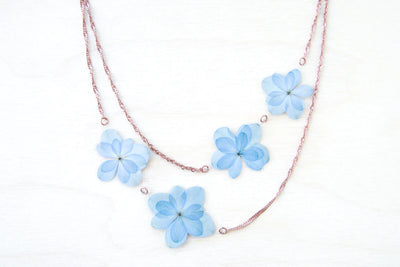 Blue Hydrangea ‘Expression’ Layered Necklace