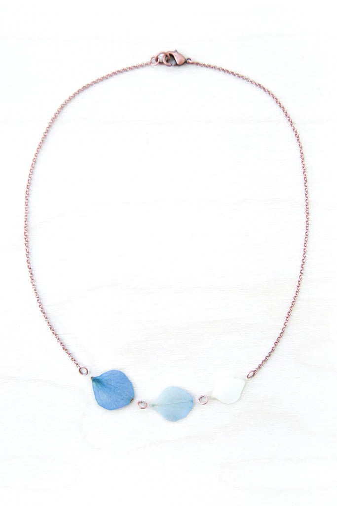 Blue Ombre Hydrangea Row Necklace