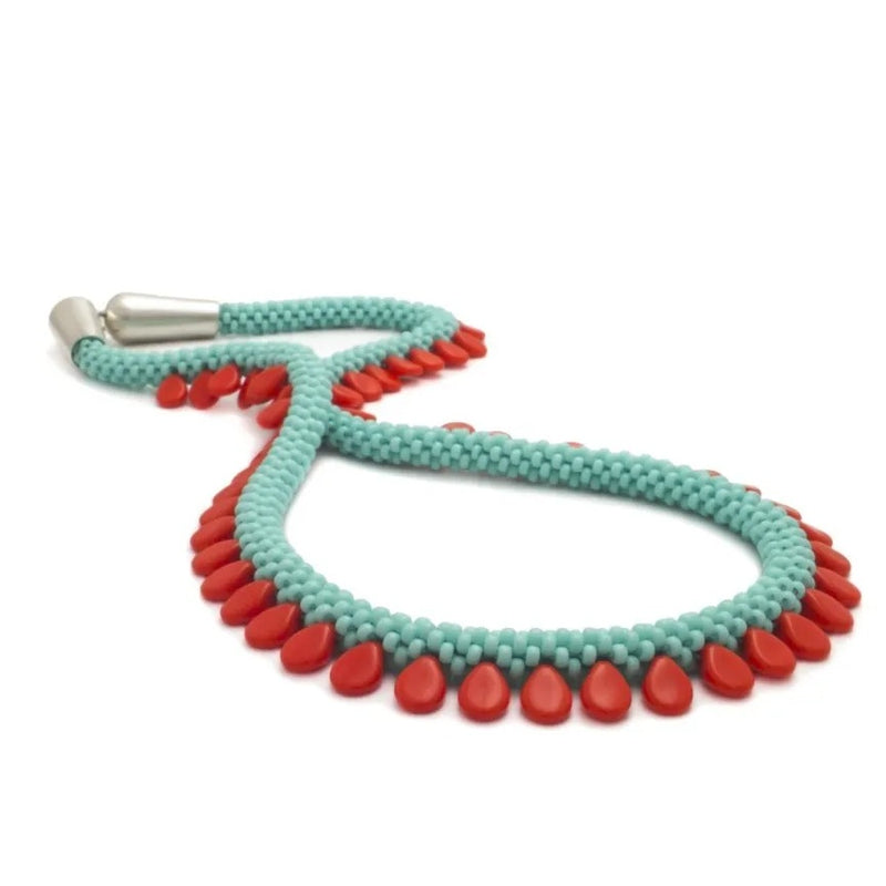 Ornela Necklace in Mint-Red