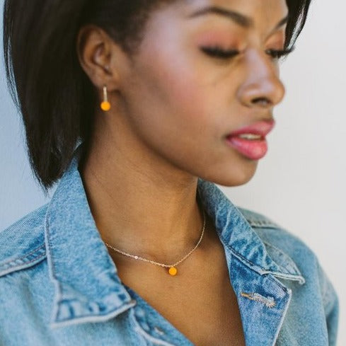 Dainty Dot Necklace in Citrine and Gold