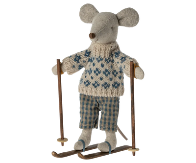 Maileg, Dad Winter Mouse with Ski Set