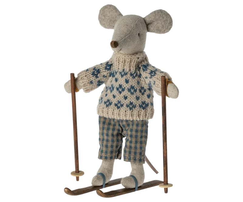 Maileg, Dad Winter Mouse with Ski Set
