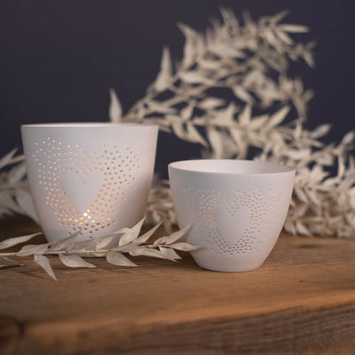 Poetry Tealight Holder with Heart Design