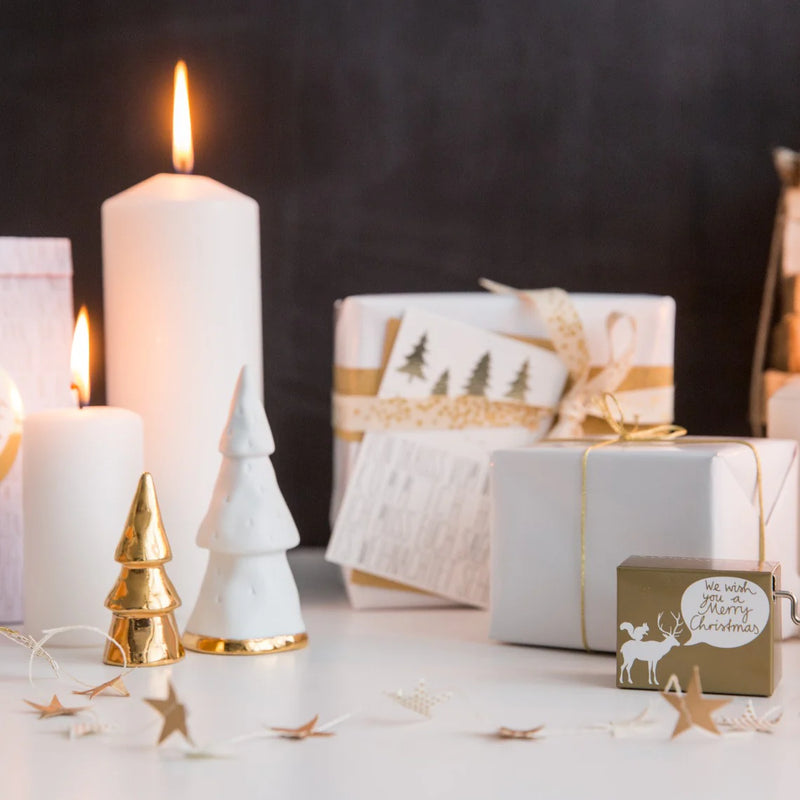 Winter Forest Porcelain Fir Trees, Set of 4