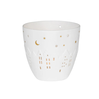 Poetry Tealight Holder with Village Houses Design