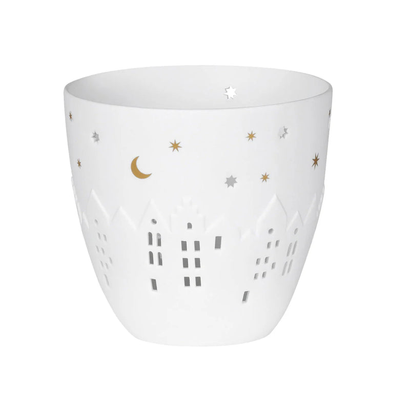 Poetry Tealight Holder with Village Houses Design