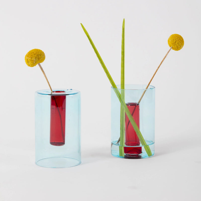 Reversible Glass Vase, Small in Red-Blue