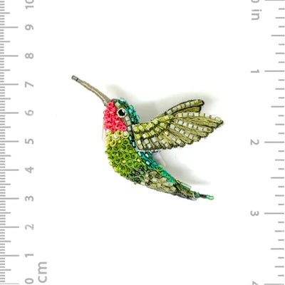 Ruby Throated Hummingbird Brooch Pin