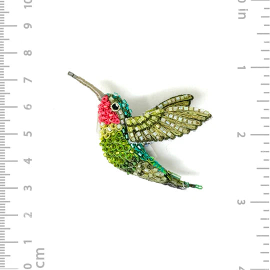 Ruby Throated Hummingbird Brooch Pin