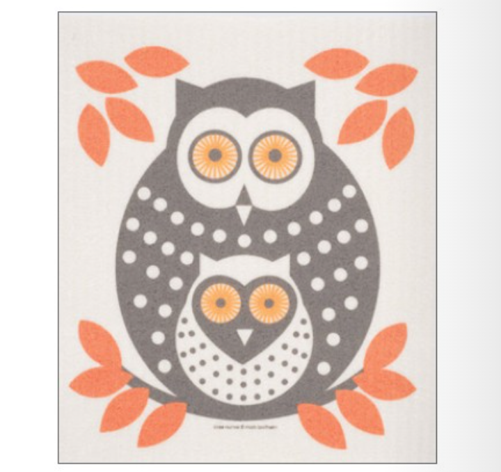 Swedish Dish Cloth - Forest Owls