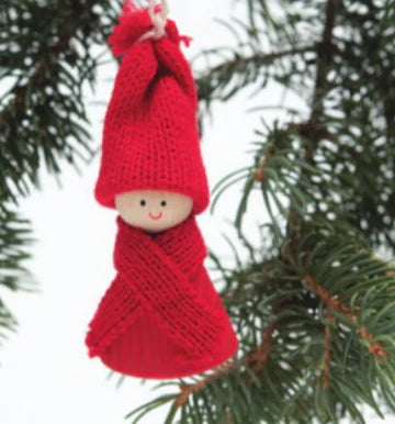 Scarf Tomte Boy, Wooden Ornament from Sweden