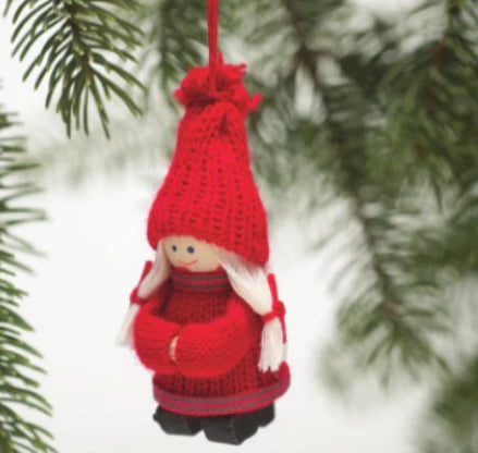Tomte Girl, Wooden Ornament from Sweden