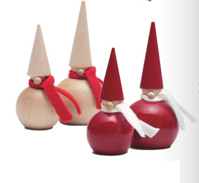 Wooden Tomte with Gray Cap from Sweden
