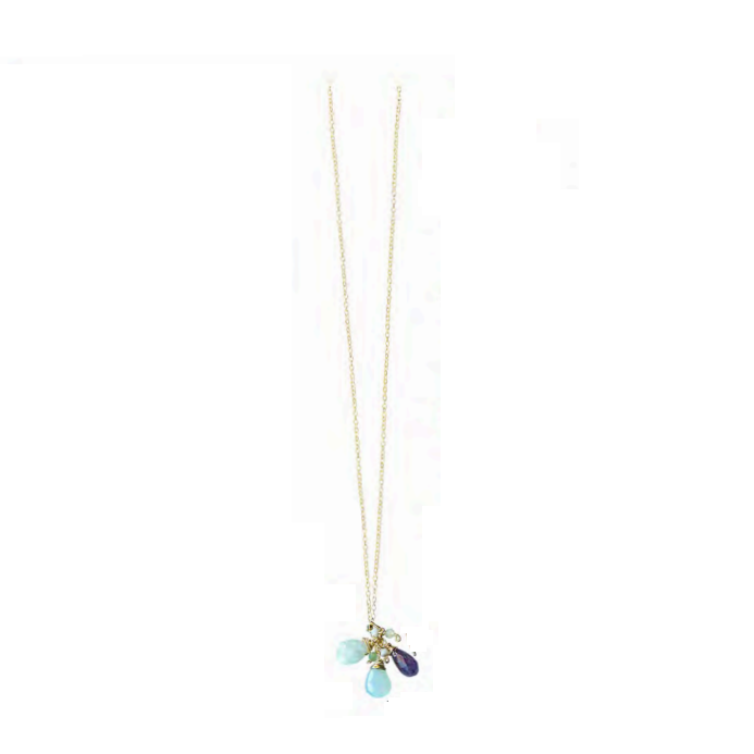 Larimar, Aqua Chalcedony, and Kyanite Wave Necklace