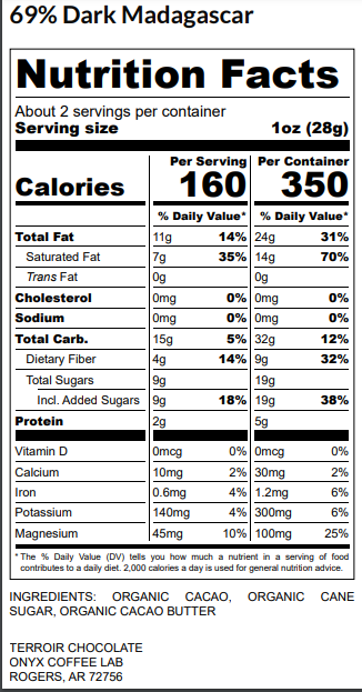 Madagascar  69% Dark Chocolate Bar