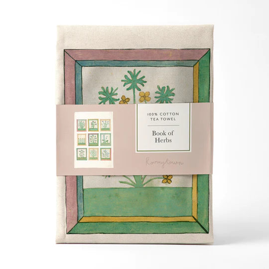 Roomytown Book of Herbs 100% Cotton Tea Towel 
