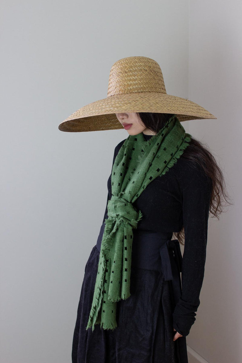 Waffle Cashmere Scarf - Forest Green