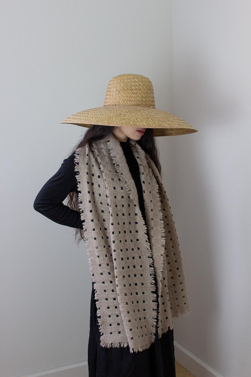 Waffle Cashmere Scarf - Latte Brown