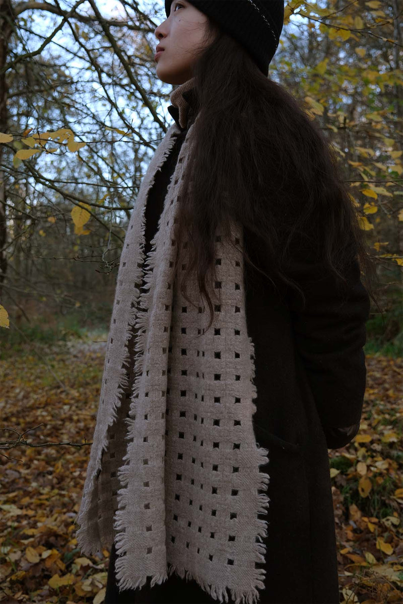 Waffle Cashmere Scarf - Latte Brown