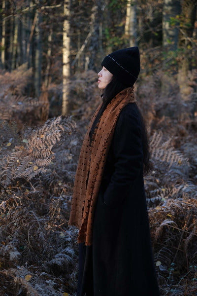 Waffle Cashmere Scarf - Persimmon Orange