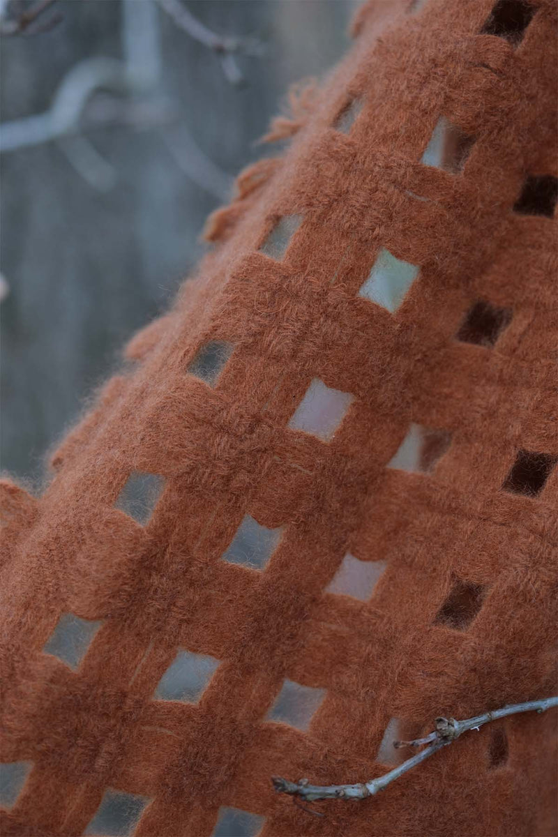 Waffle Cashmere Scarf - Persimmon Orange