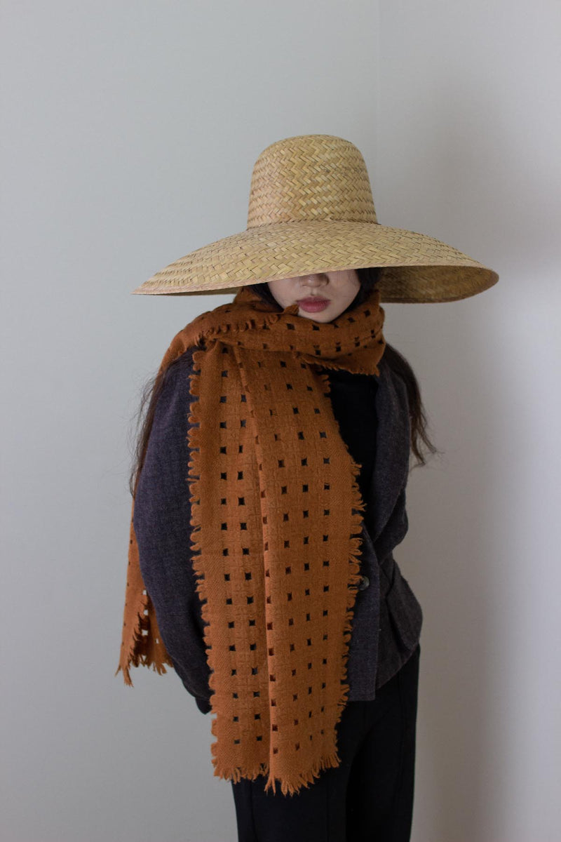Waffle Cashmere Scarf - Persimmon Orange