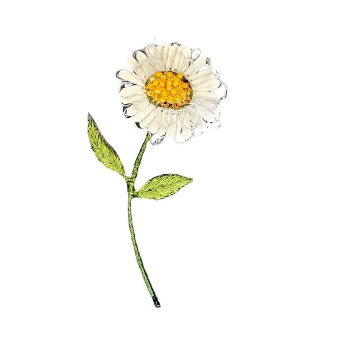 White Daisy Brooch Pin