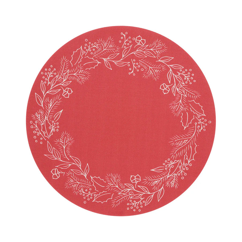 Wreath Round Placemats, Crimson