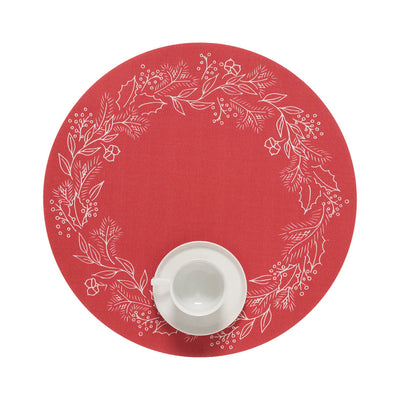 Wreath Round Placemats, Crimson