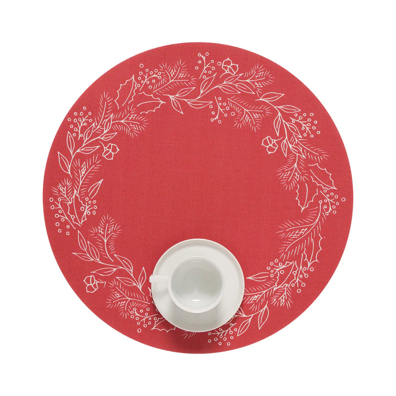 Wreath Round Placemats, Crimson