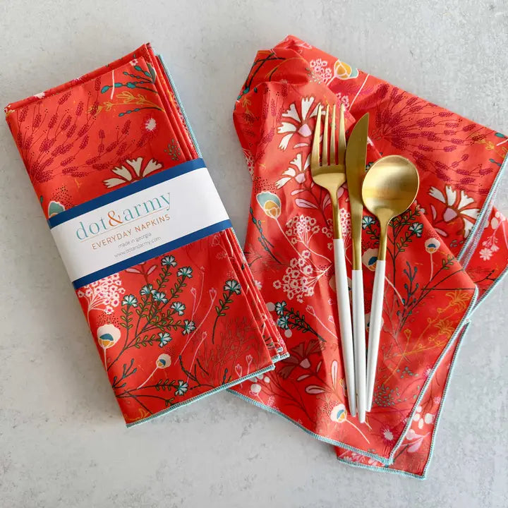 Papaya Peakcock Cloth Napkins, set of four