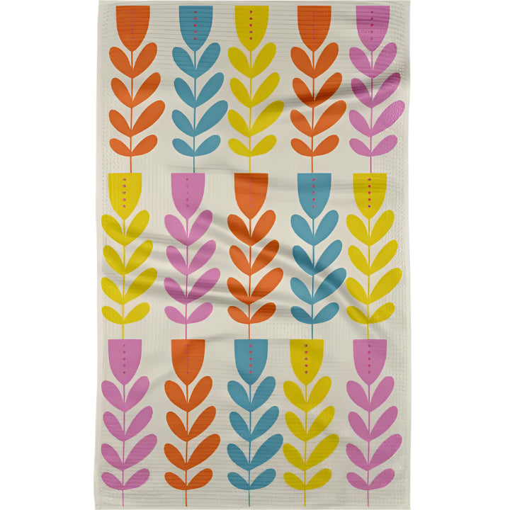 Folk Art Tulips Tea Towel