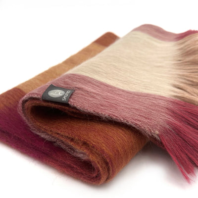 Alpaca Plaid Scarf in Sea Coral