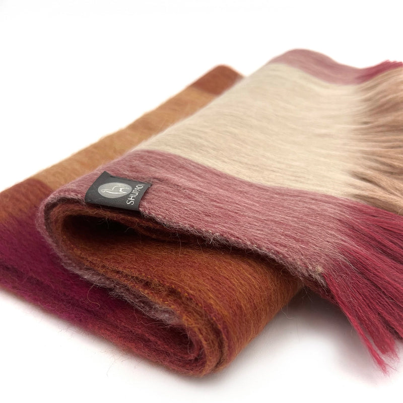 Alpaca Plaid Scarf in Sea Coral