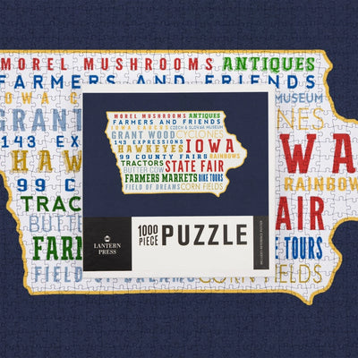 1000 Piece Puzzle Iowa, State Outline & Typography