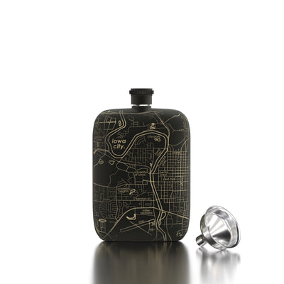 Iowa City Map Pocket Flask 6 oz