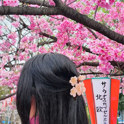 Hand-Painted Cherry Blossom Flowers Claw Clip