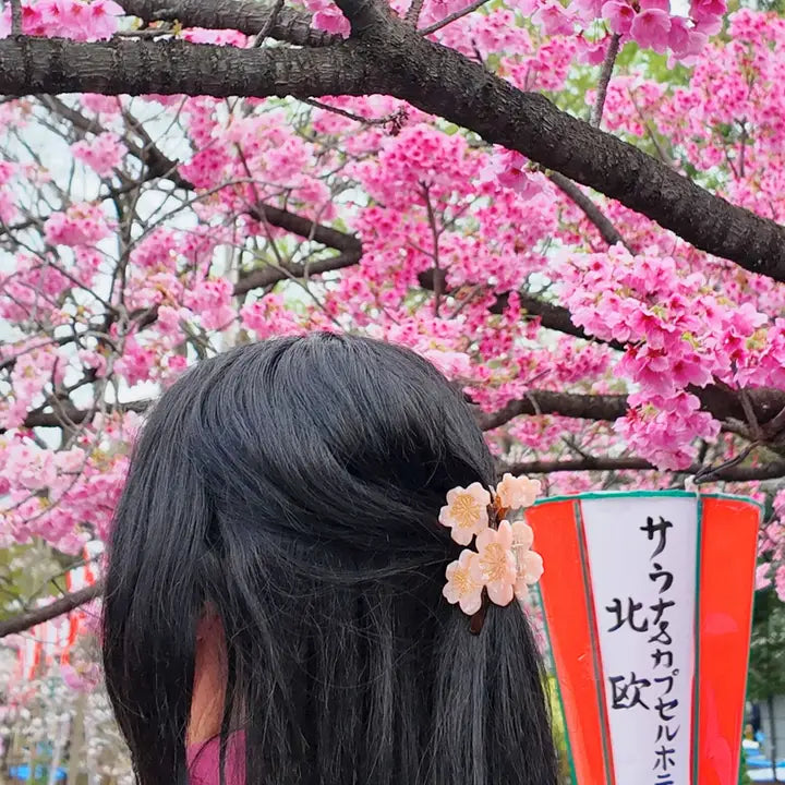 Hand-Painted Cherry Blossom Flowers Claw Clip