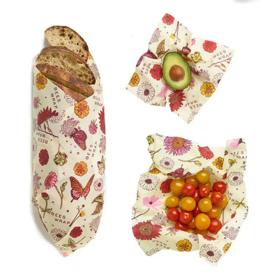 Bee's Wrap, Plant-Based Assorted pack of 3 in Meadow Magic (Vegan)